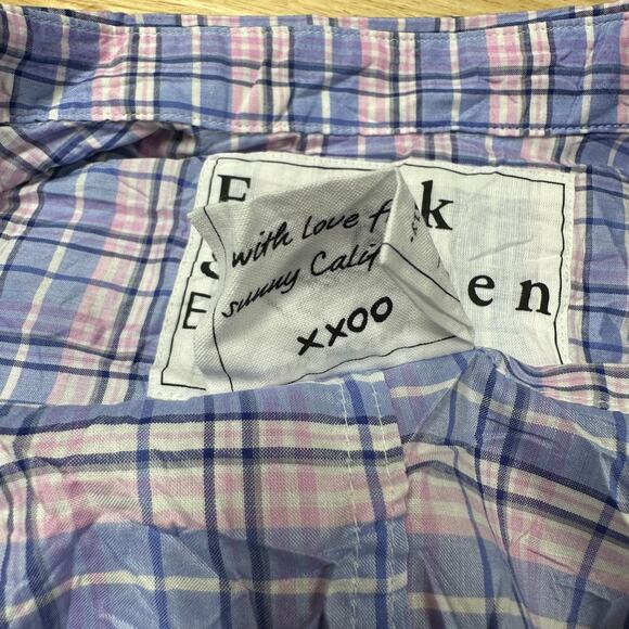 Frank & Eileen NWOT Barry Crinkle Plaid Blue Pink Button Up LS Shirt Size L - Picture 6 of 10